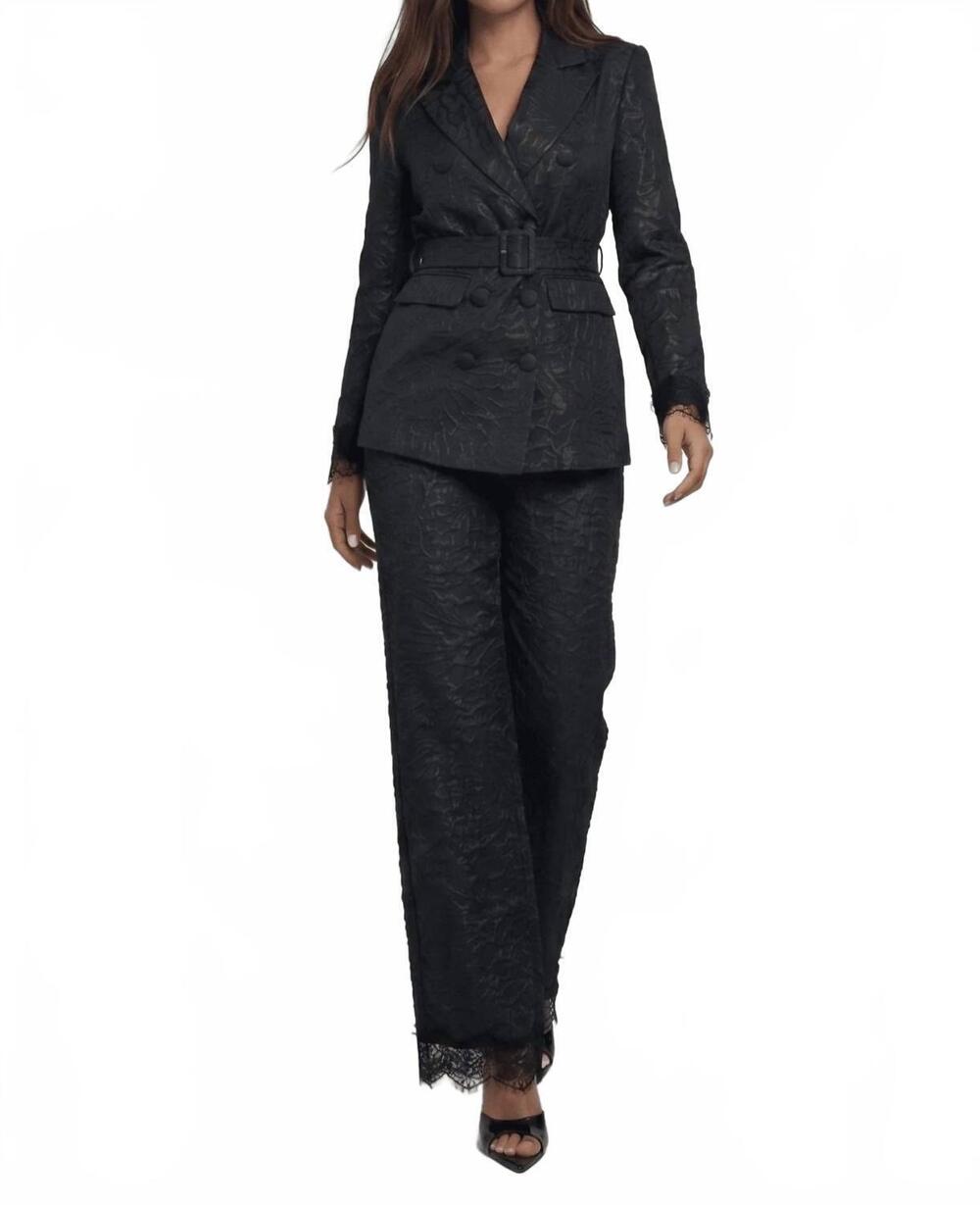 NEW AKALIA maison jacquard lace-trim trousers in black